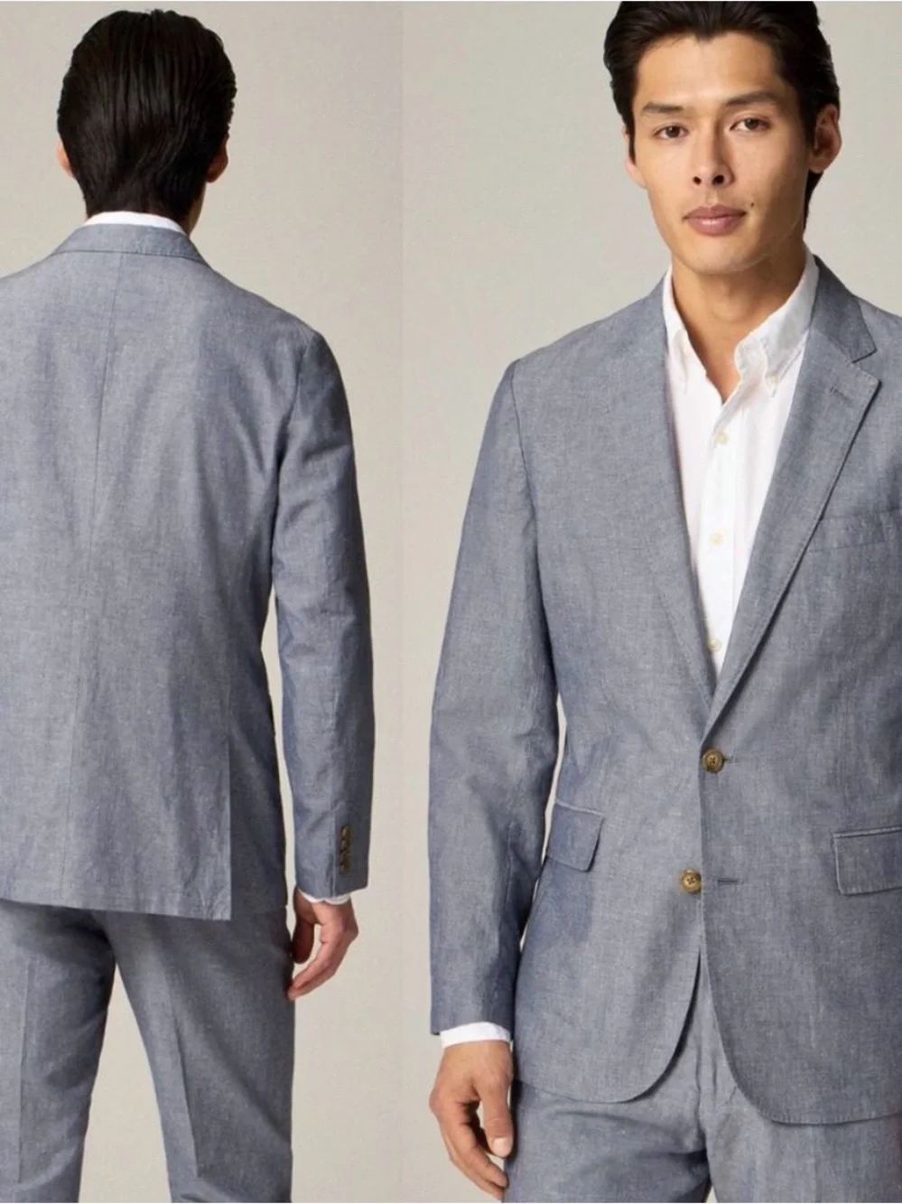 J. Crew ludlow Light Gray Men's Linen-Blend Suit Jacket